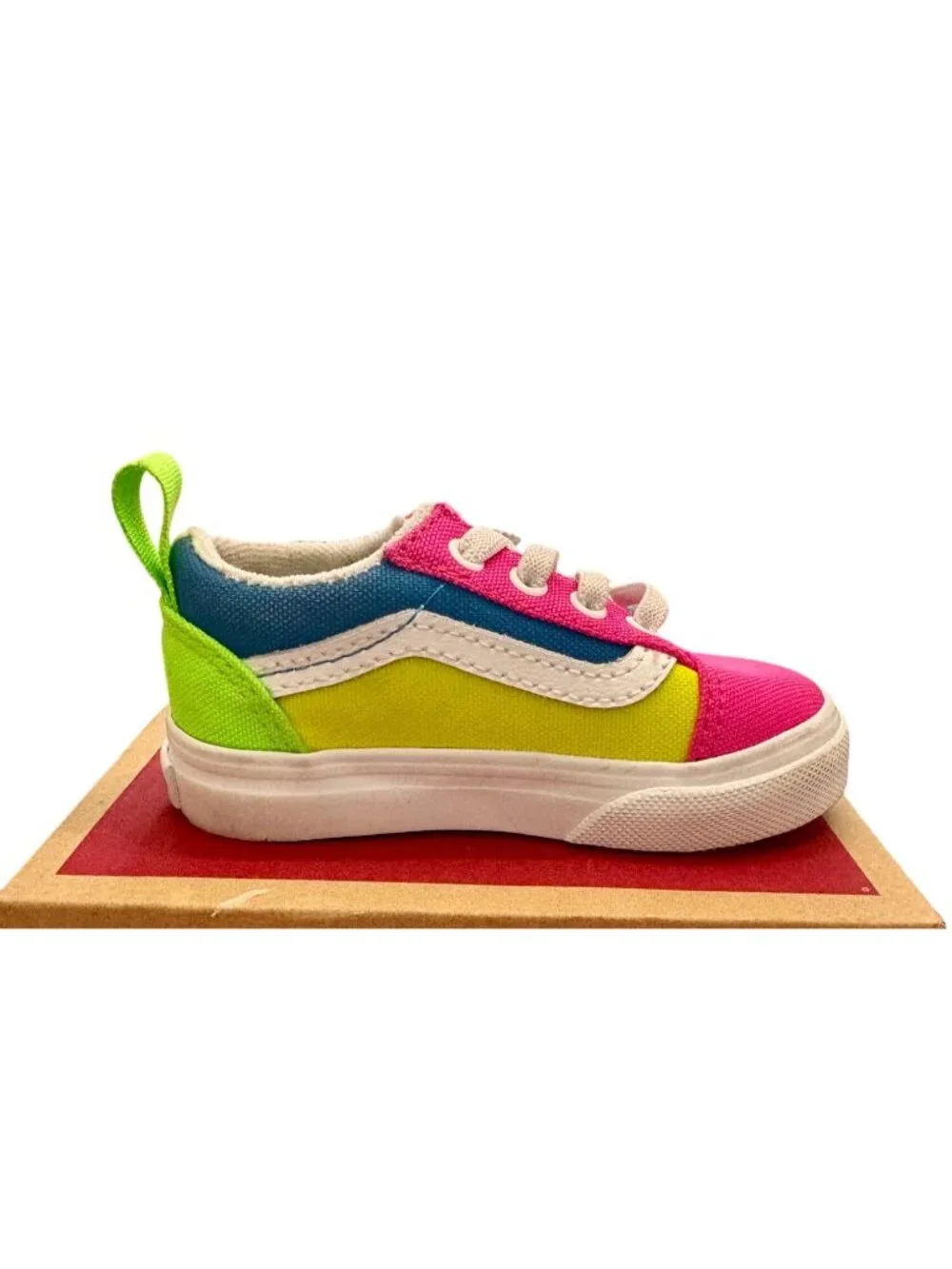 Vans Old Skool Elastic Toddler ColorBlock SlipOn Neon Multicolor Shoes Sz 5.0T - Picture 9 of 14